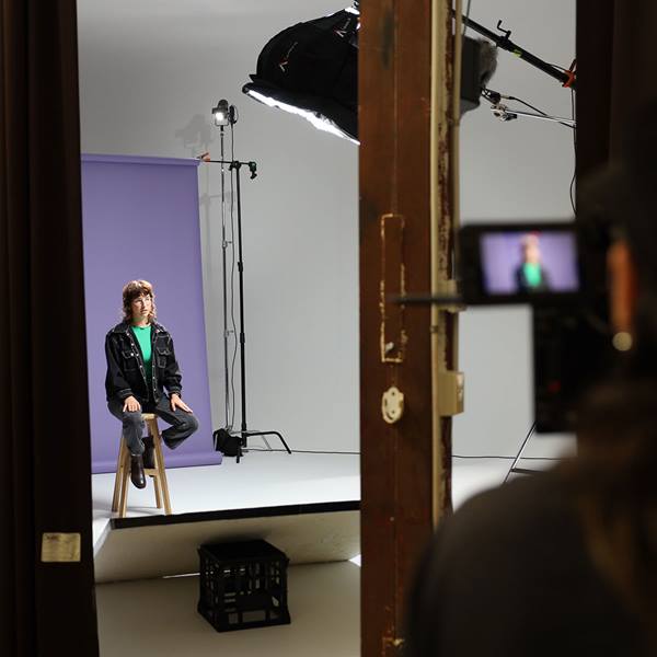 Image of Canon Ambassador Kate Cornish filming a video for International Women’s Day 2023