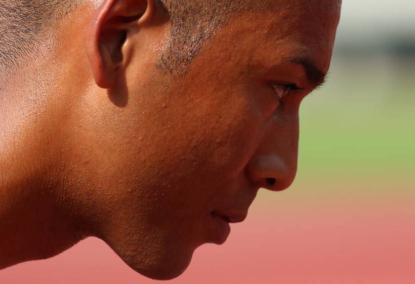 Close up photo of athlete's face taken with EF 400mm f/2.8L IS III USM Lens
