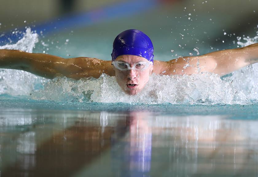 Photograph of swimmer's face taken with EF 600mm f/4L IS III USM Lens