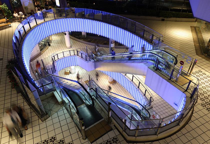 Image of escalators taken using the EOS R6 Mark II mirrorless camera
