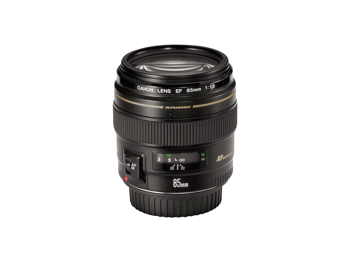 Side view of Canon EF 85mm f/1.8 USM lens