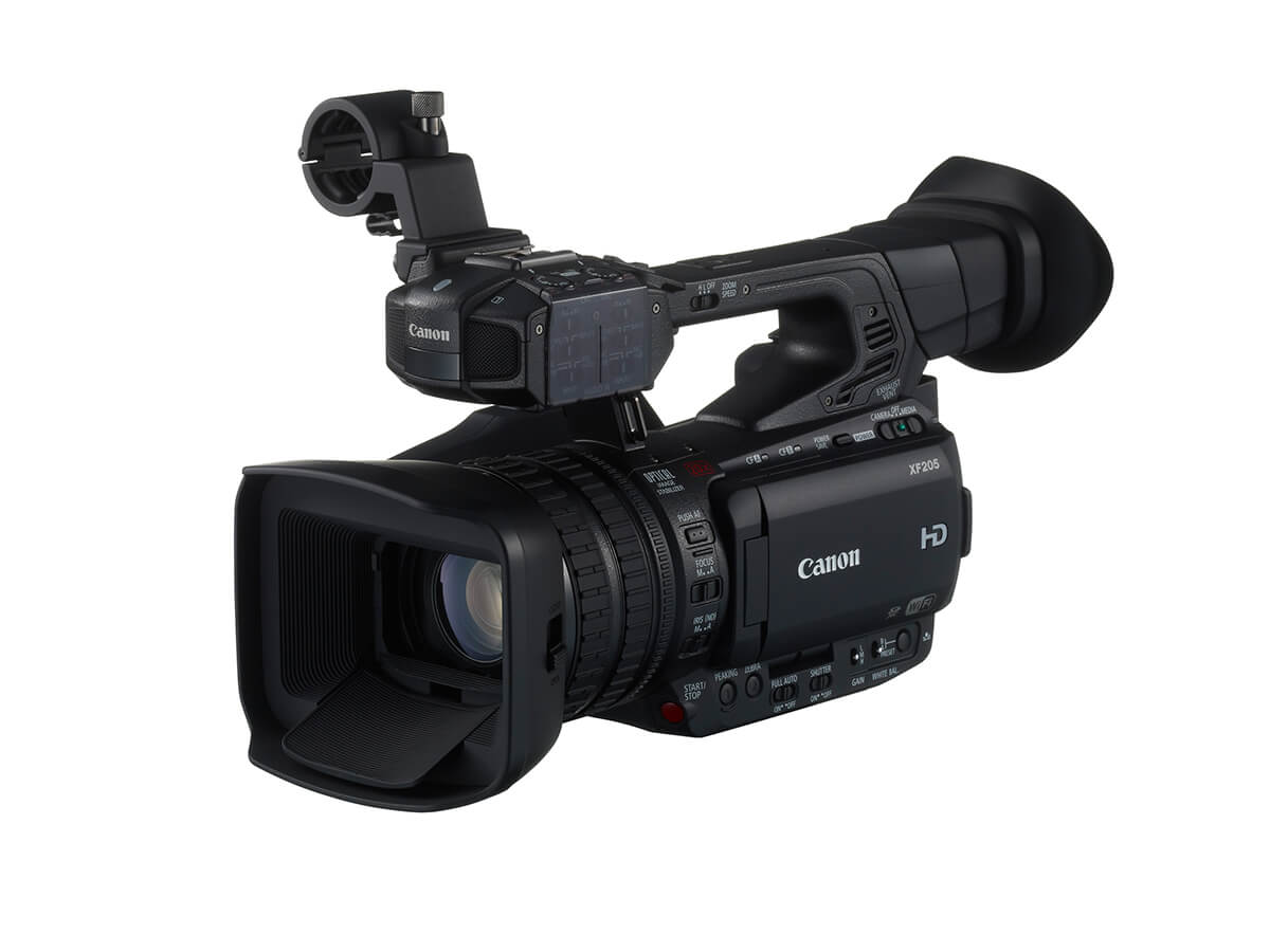 Canon XF205 Digital Video Camera - Right Side View with LCD Screen