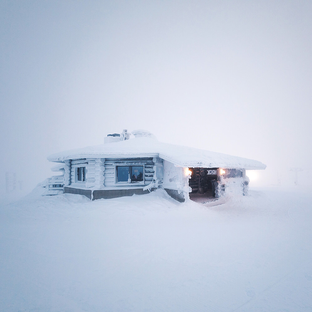 A house under the snow in Finland. Shot by Elaine Li
