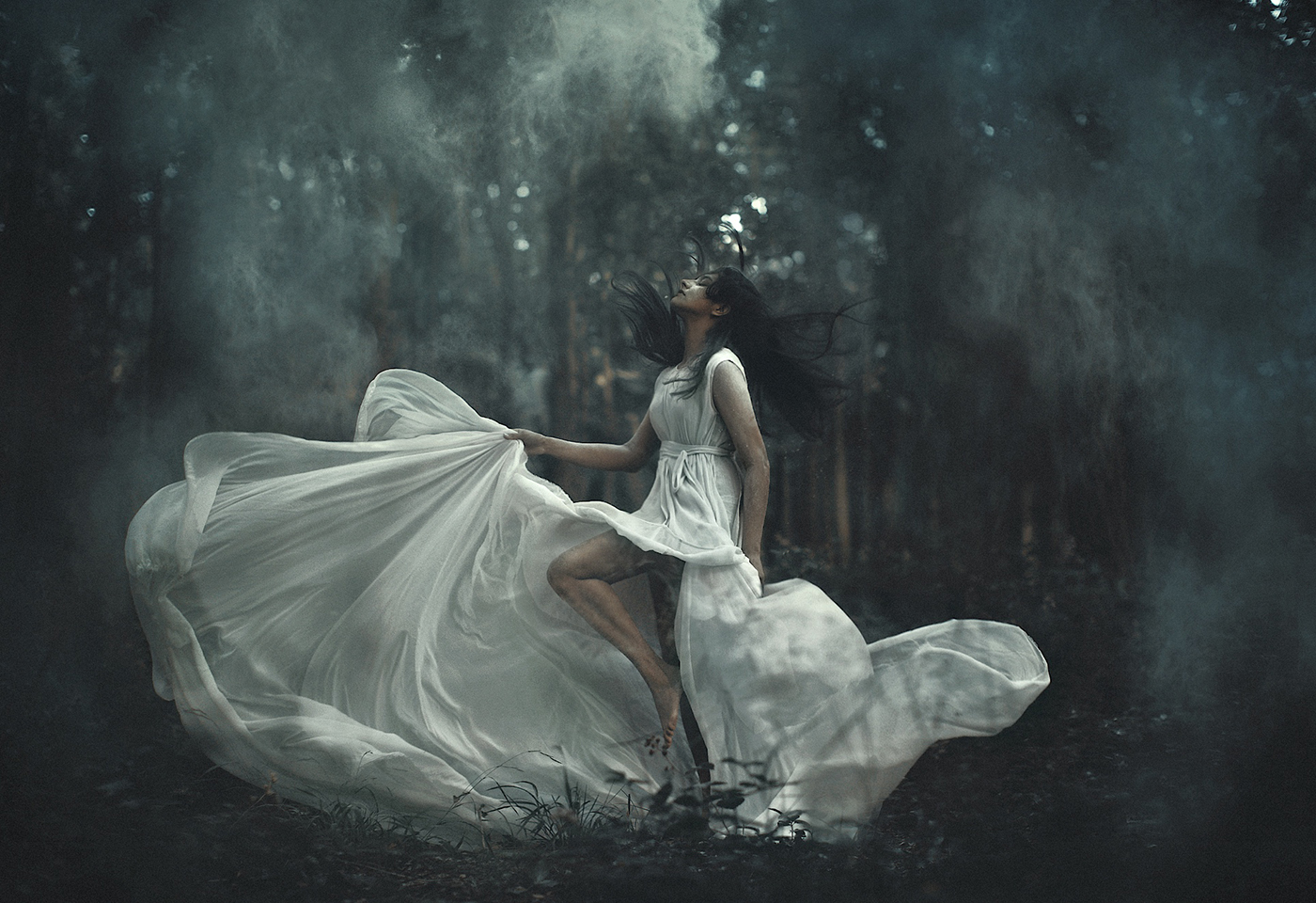 Portrait of lady in white dress by Jarrad Seng