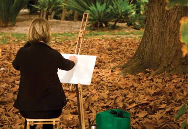 Lady painting in the park
