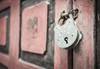 Padlock on door