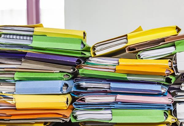 Colourful folders with paper