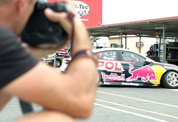 Photographing a race car