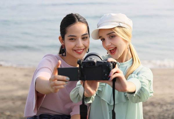 Taking a selfie using the Canon EOS RP with vari-angle screen