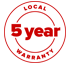5 year warranty logo