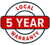 Icon for 5 year local warranty