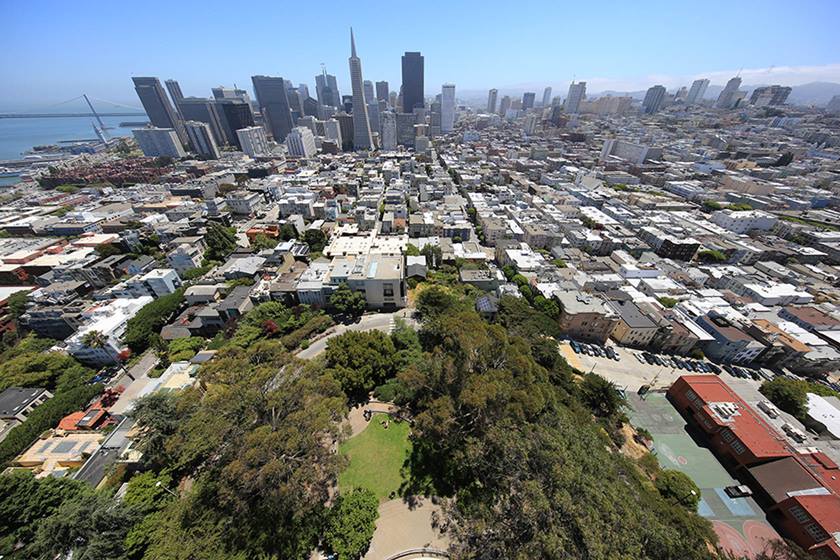 Image of a city from a high and wide angle taken with the Canon EF 11-24mm f4L USM wide zoom lens