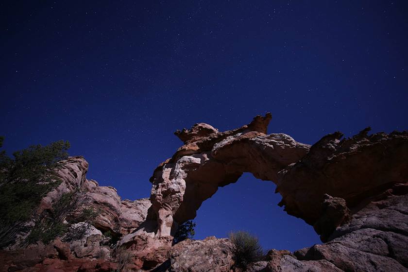 Image of a rock formation from a low angle taken with the Canon EF 11-24mm f4L USM wide zoom lens