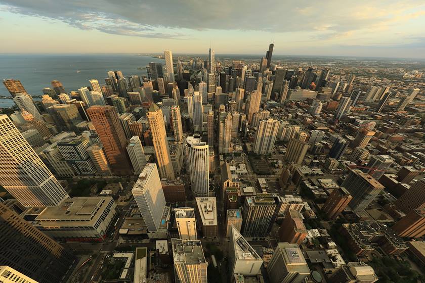Aerial shot of city