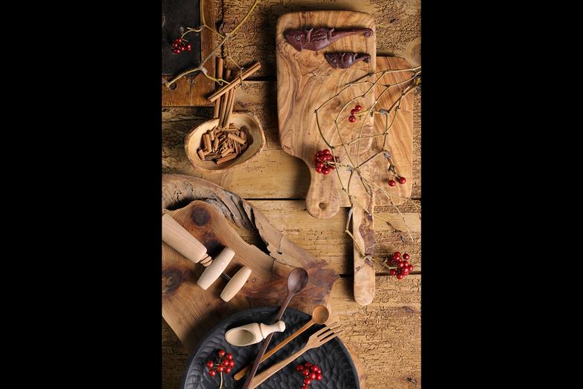Flatlay of woodwork samples
