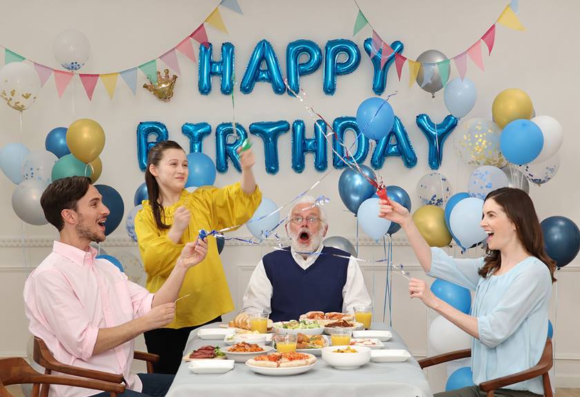 Image of a birthday party taken using the EOS R100