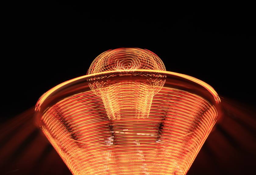 Long exposure image of spinning swing taken using EOS R6