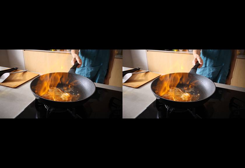 Image of showing it's cooking skills captured with RF-S 7.8mm f/4 STM Dual lens