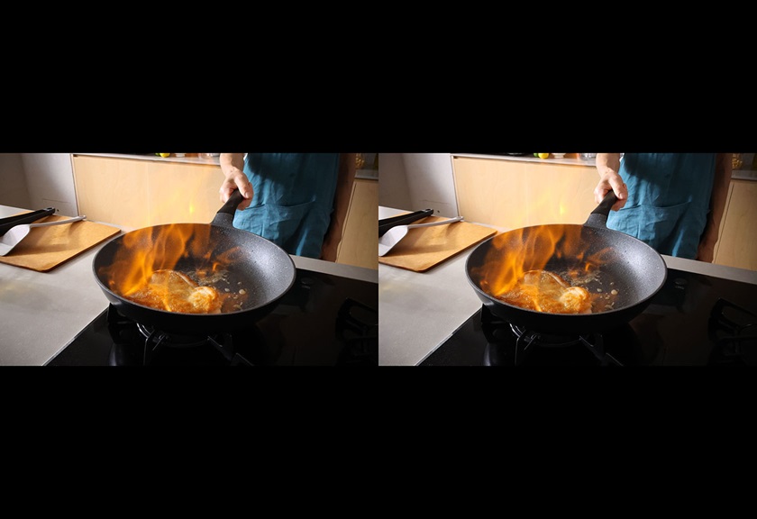 Image of showing it's cooking skills captured with RF-S 7.8mm f/4 STM Dual lens