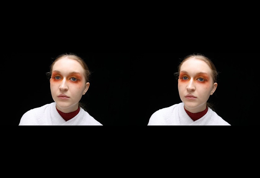 Image of a woman with makeup captured with RF-S 7.8mm f/4 STM Dual lens