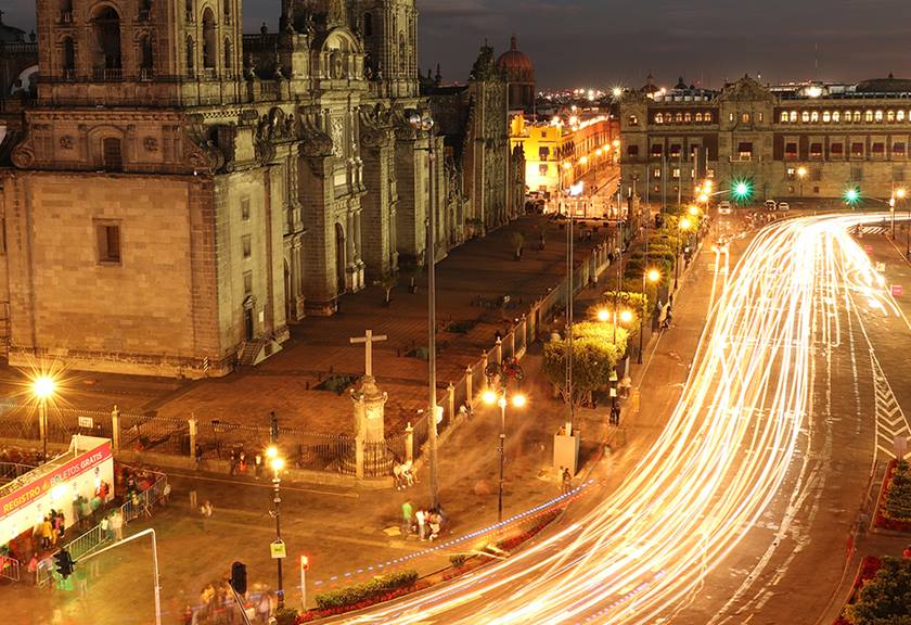 Long exposure landscape image of street at night