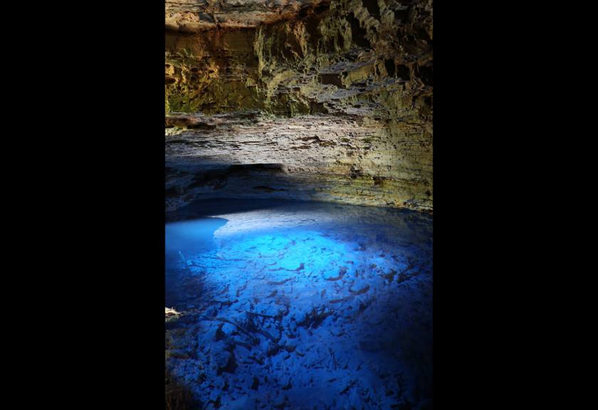 Inside a cave