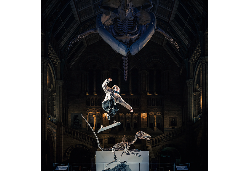 Skater skating at the Natural History Museum in London taken by Lorenz Holder