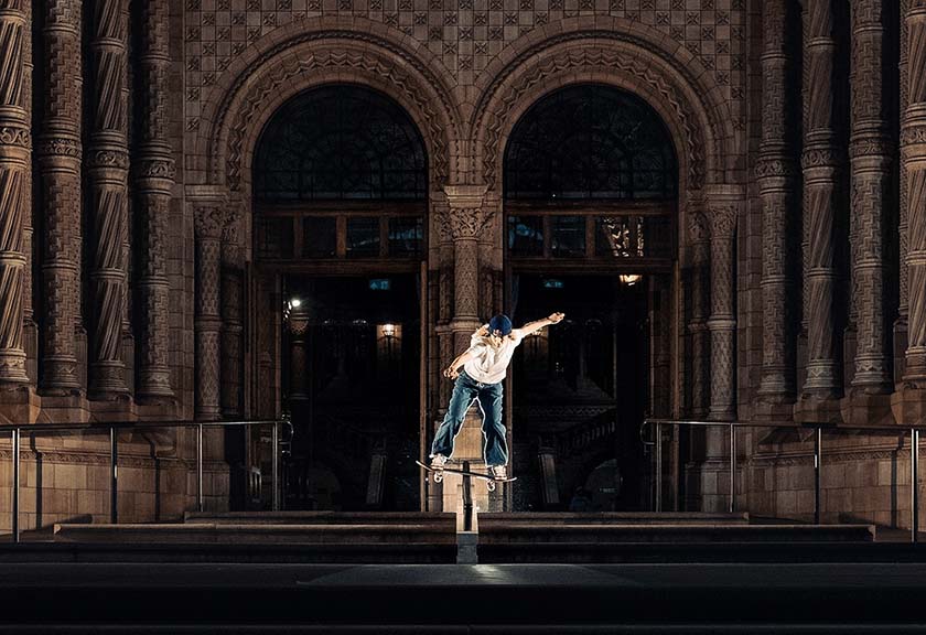 Skater in the National History Museum in London