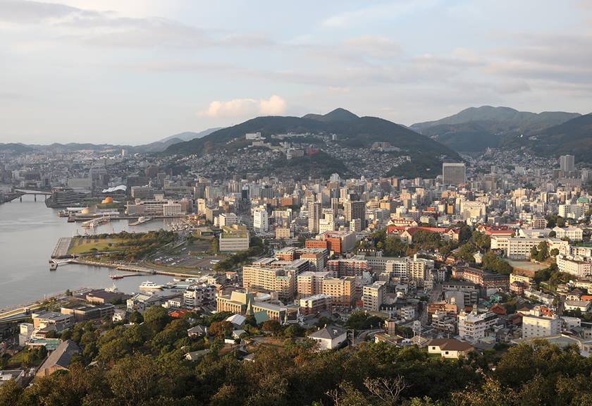 Bird's eye view image of a city taken using RF 24-50mm f/4.5-6.3 IS STM standard zoom lens