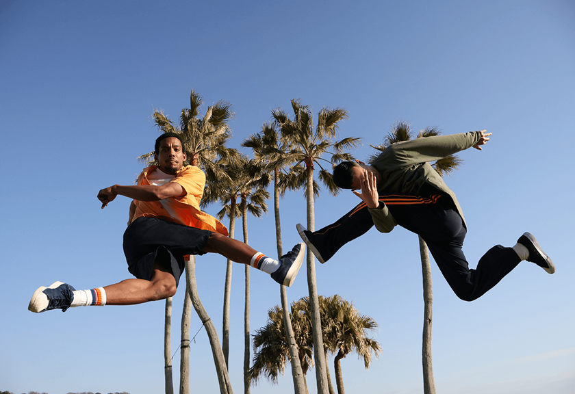 Image of models doing a jumpshot taken using RF-S 18-45mm f/4.5-6.3 IS STM standard zoom lens