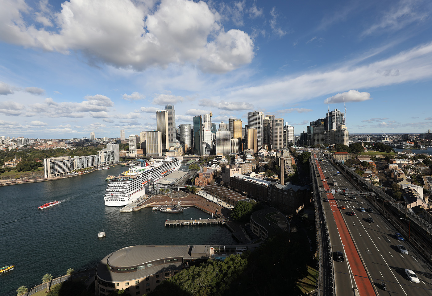 Wide angle shot of city