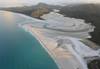 Aerial shot of beach lagoon