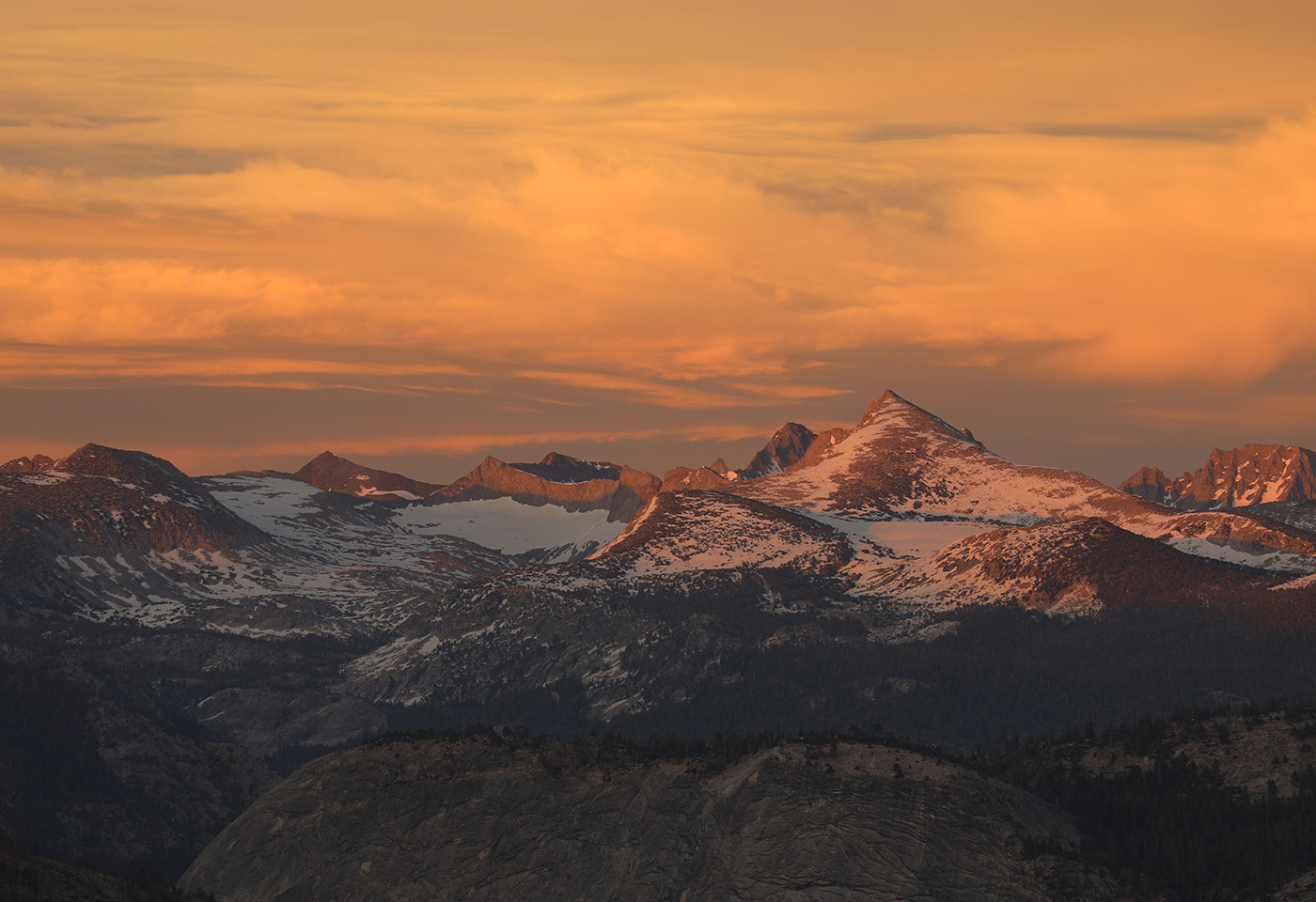 Mountain peak at sunset