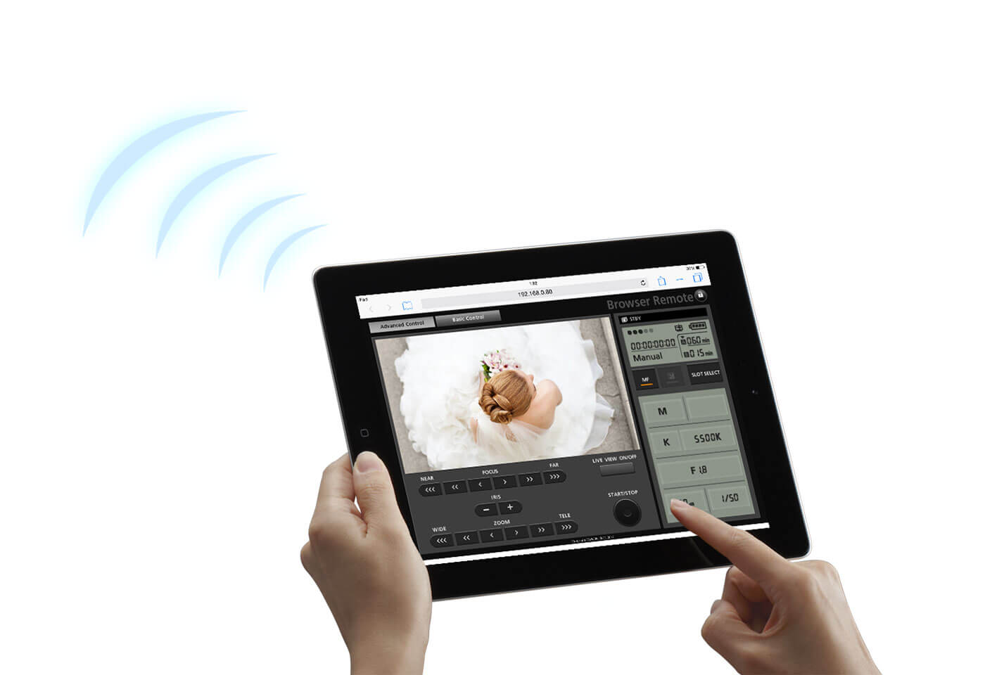 Operating Canon XA35 video camera remotely using a tablet