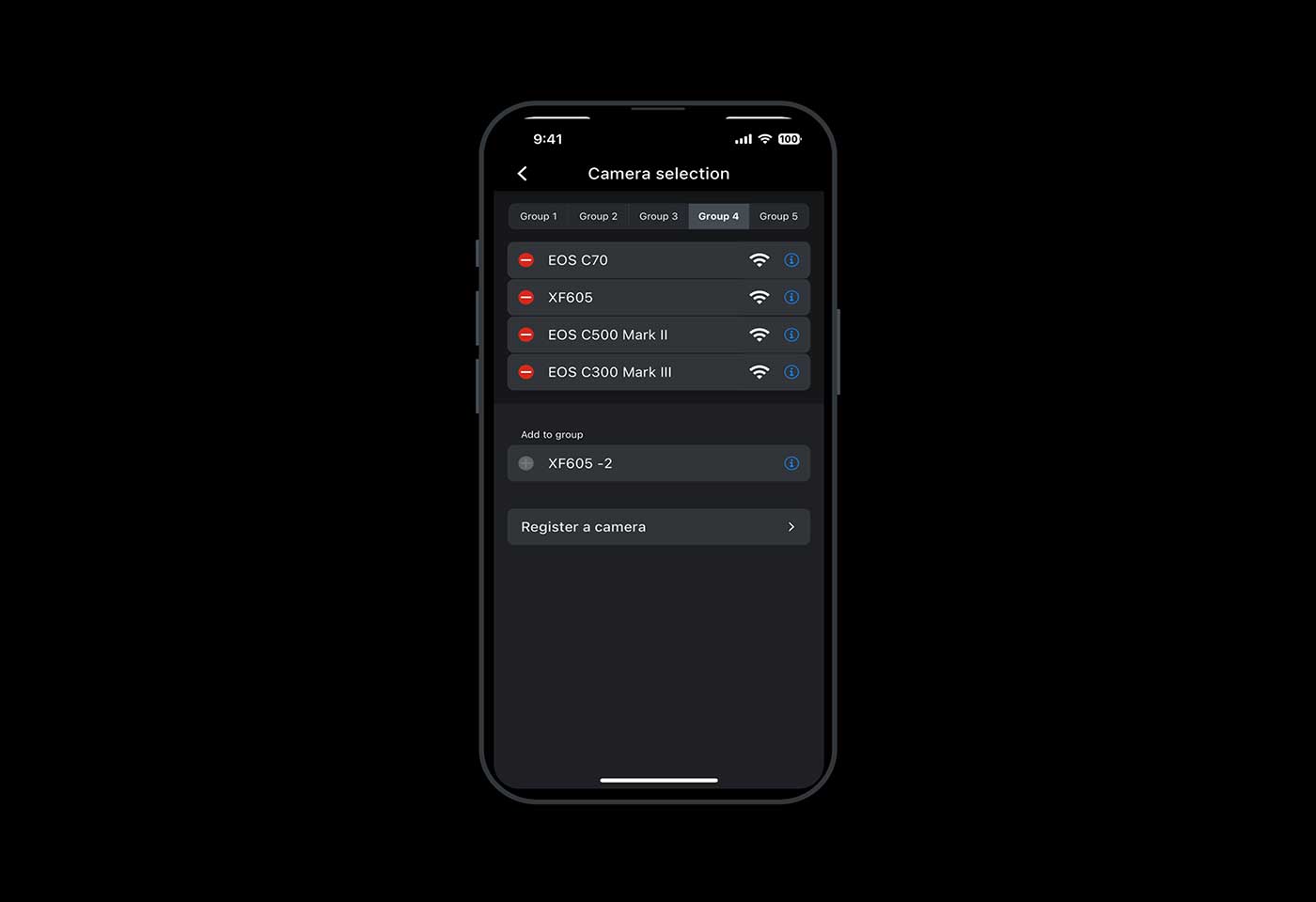 Multi Camera Control app connected to Canon camera