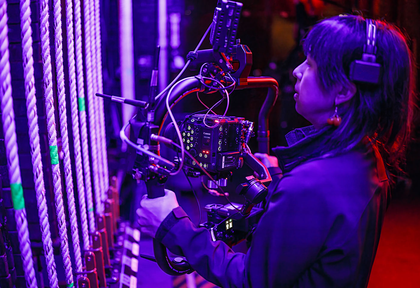 A camera person using the Canon EOS C400 cinema camera