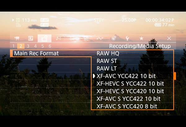 Interface of the EOS C50 camera