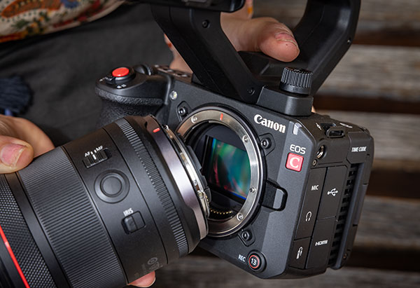 Image of a EOS C50 camera with the lens removed