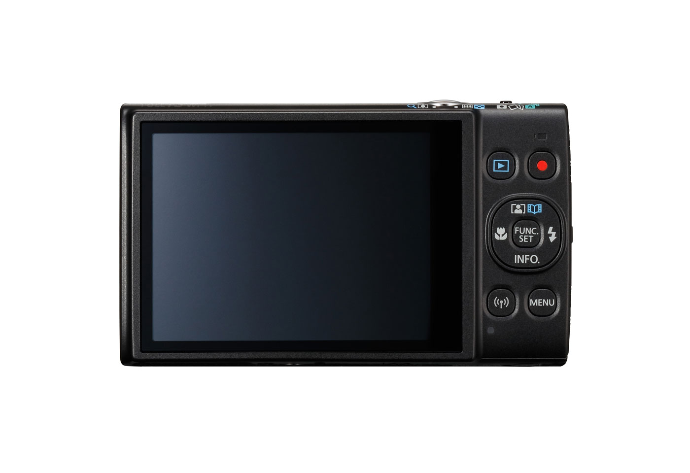 Rear product image of a black IXUS 285 HS A compact camera
