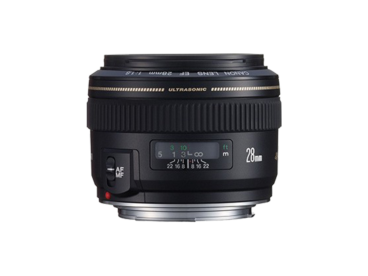 Side view of Canon EF 28mm f/1.8 USM lens