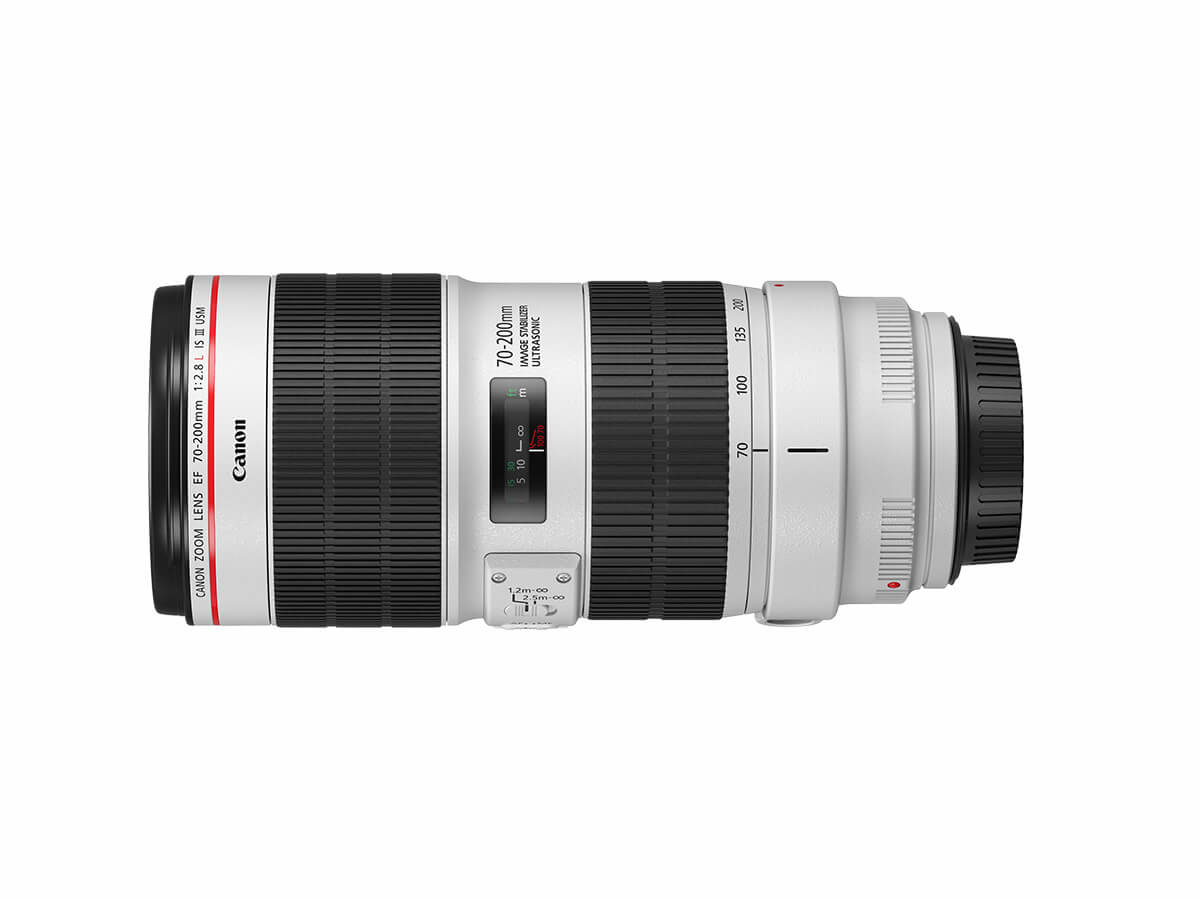 Side view of Canon EF 70-200mm f/4L IS USM lens