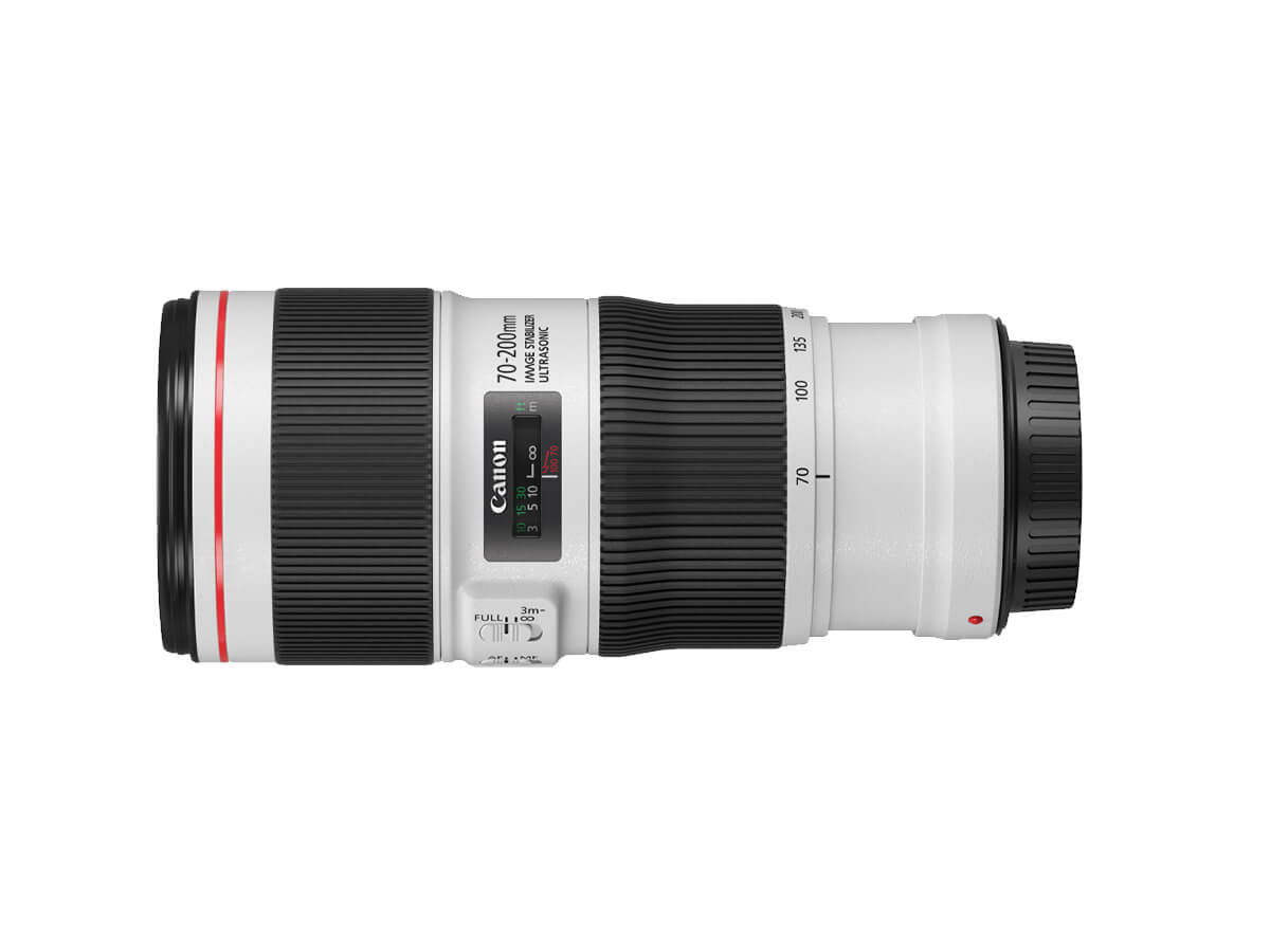 Side view of Canon EF 70-200mm f/4L IS USM lens