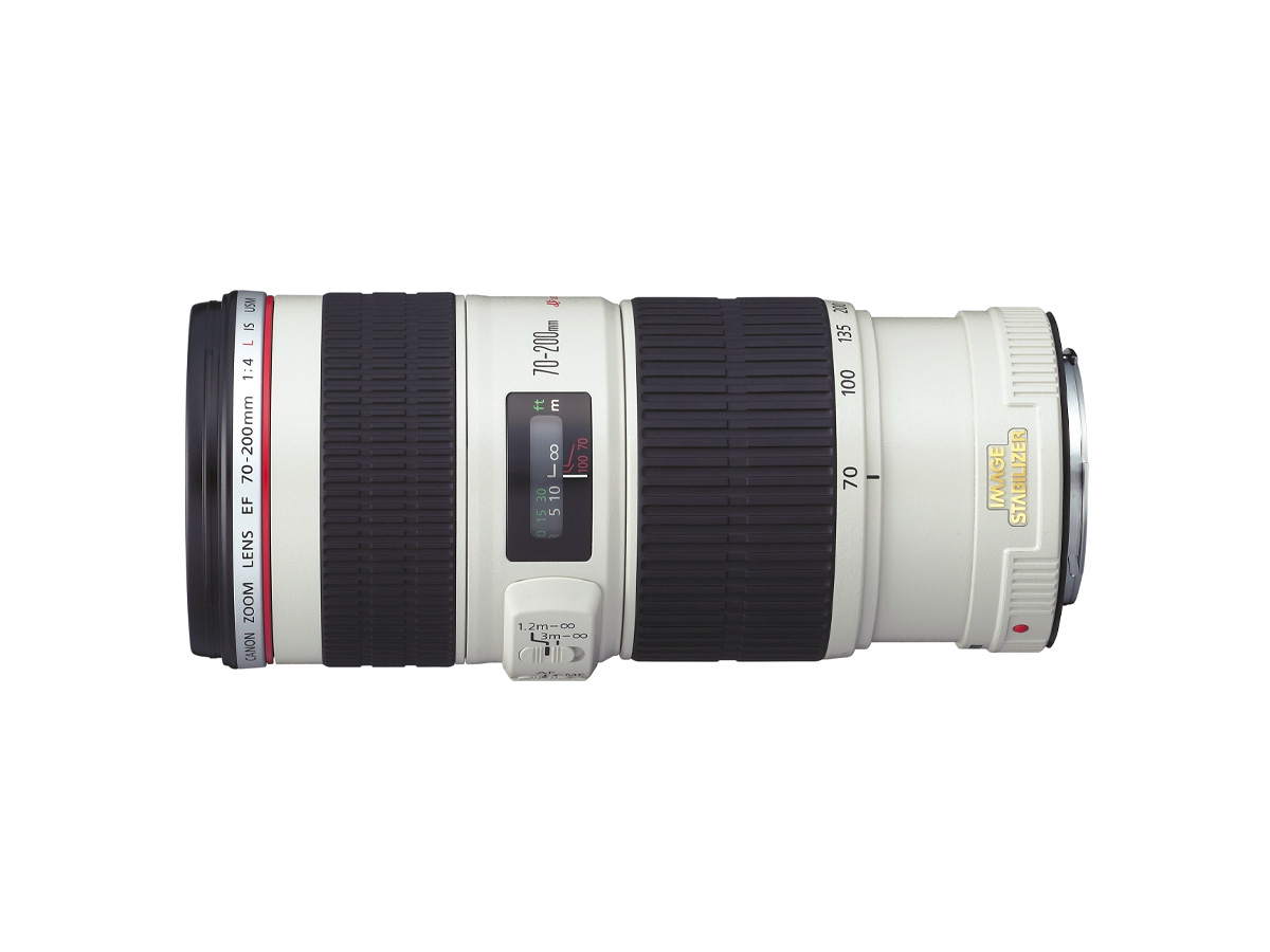 Side view of Canon EF 70-200mm f/4L IS USM lens