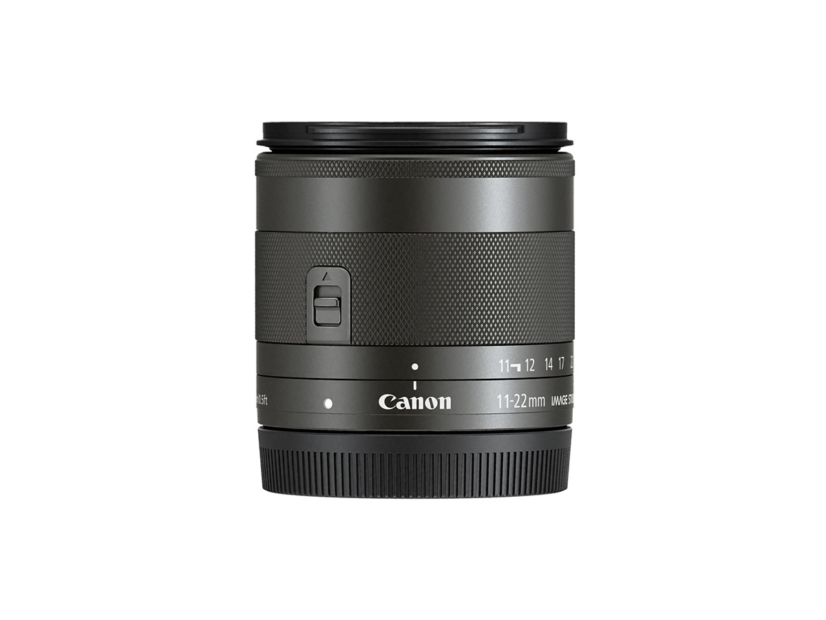 Side view of Canon EF-M 11-22 f/4-5.6 IS STM lens