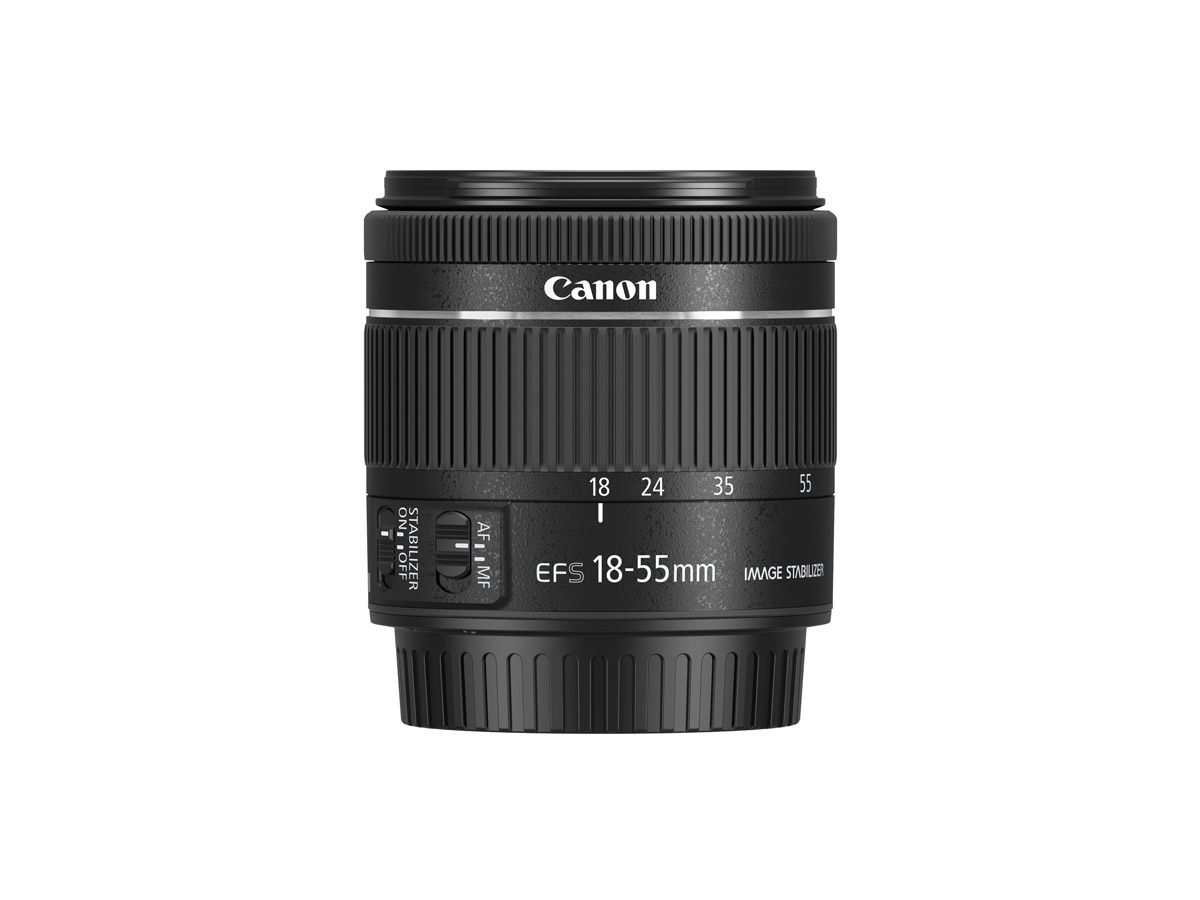 Side view of Canon EF-S 18-55mm f/4-5.6 IS STM lens