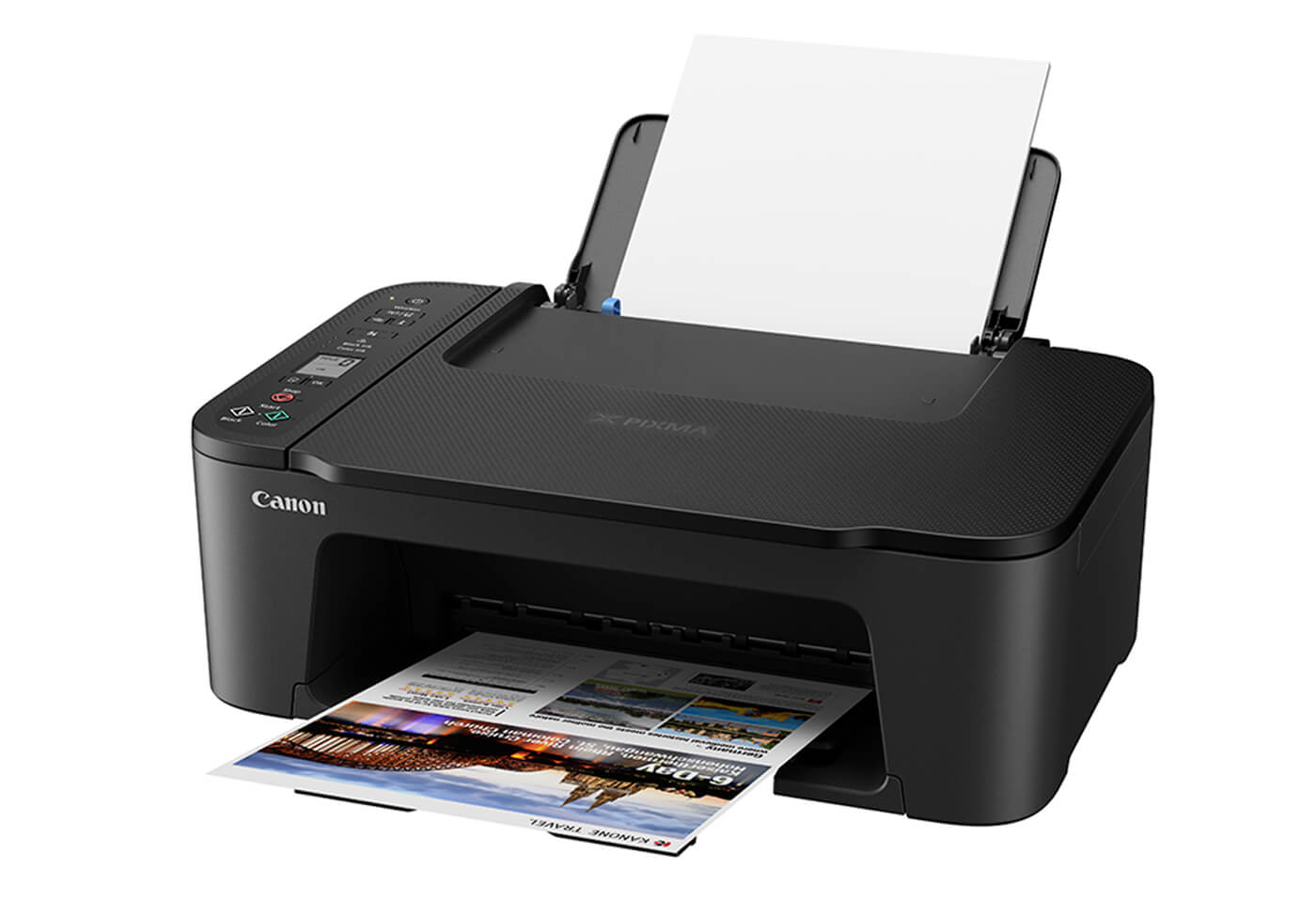 Side profile image of PIXMA HOME TS3460 printer with tray open