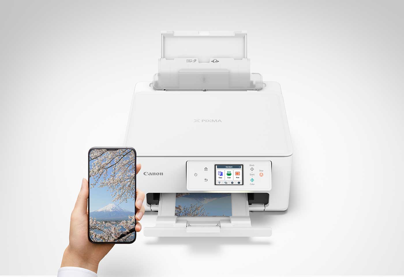 Image of PIXMA TS7760 HOME printer connected to mobile