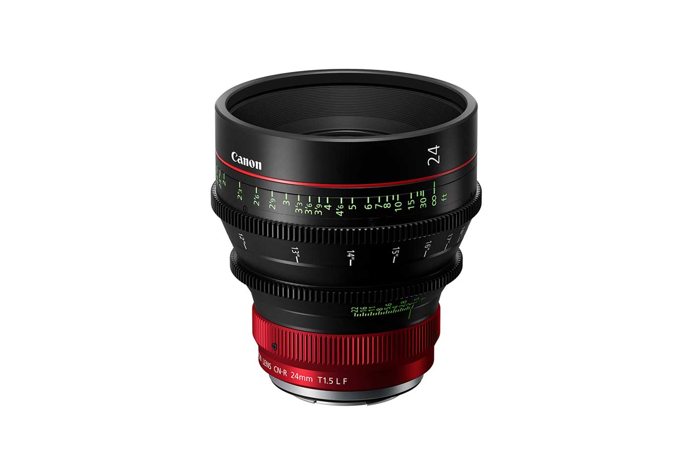 Side slant image of CN-R 24mm T1.5 L F cinema lens