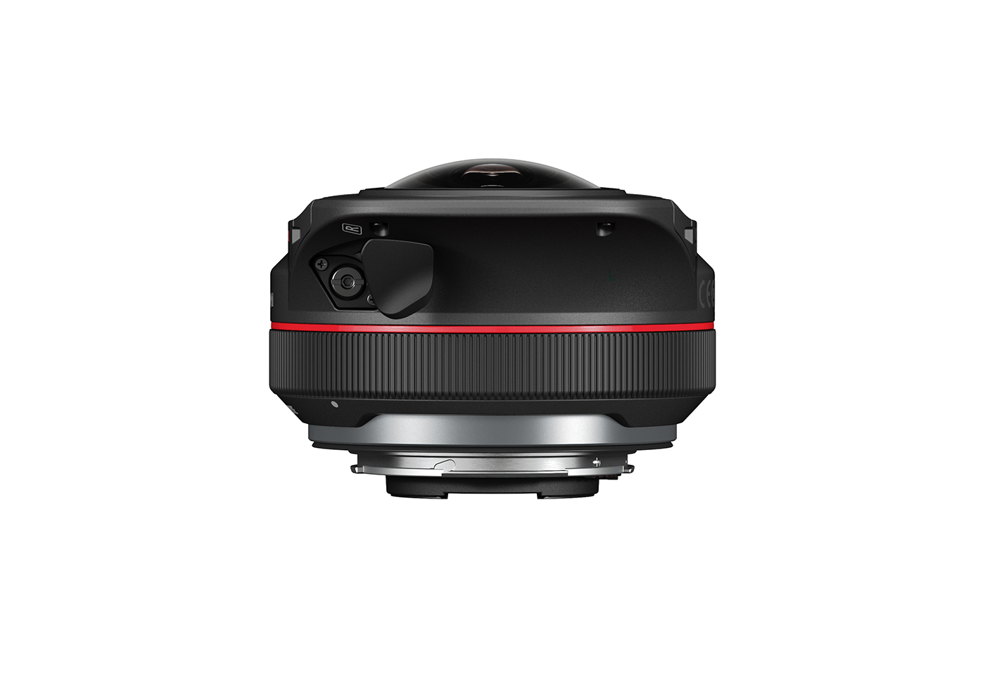 Side profile image of RF 5.2mm f/2.8 L Dual Fisheye lens with switch