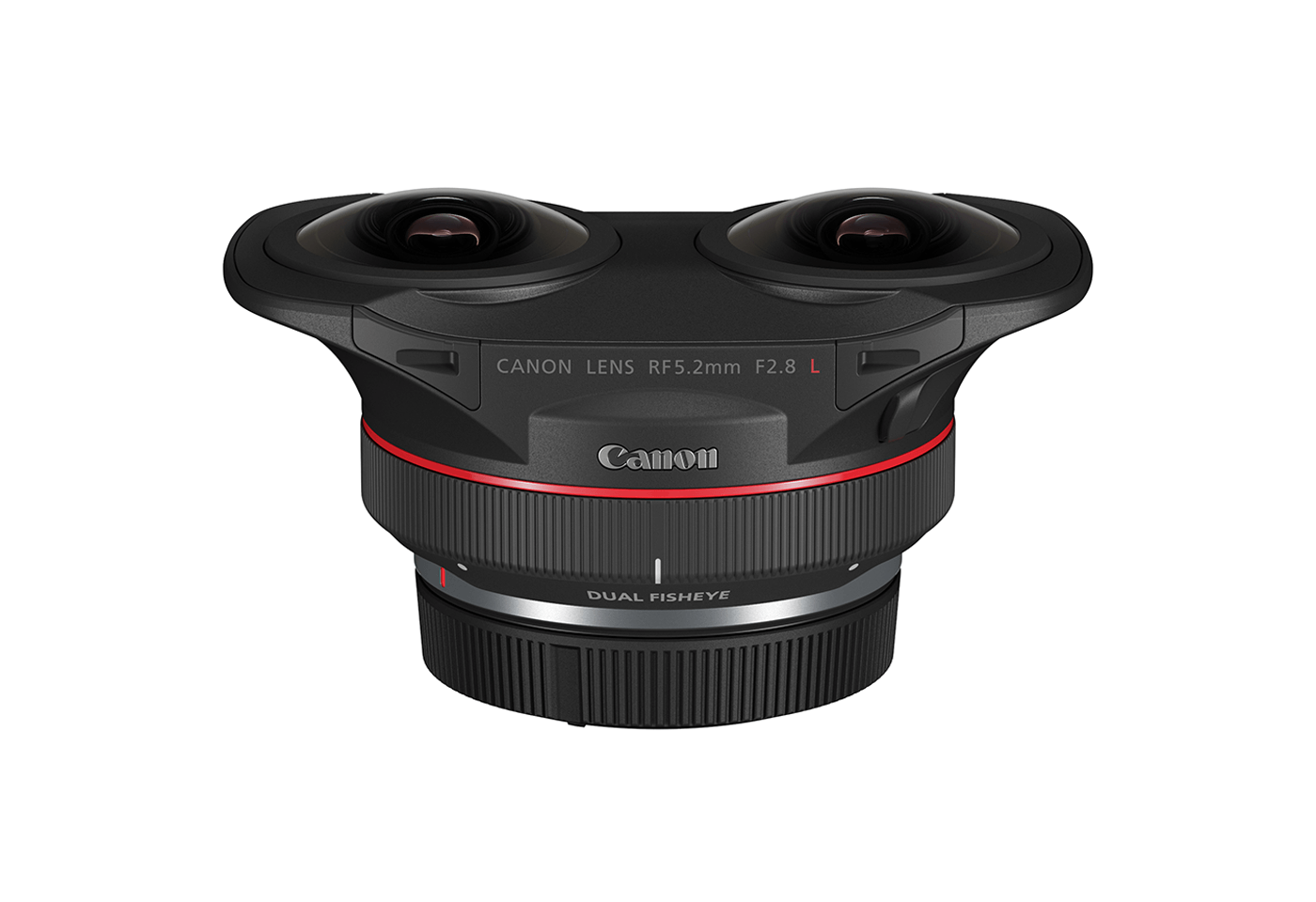 Side profile image of RF 5.2mm f/2.8 L Dual Fisheye lens with cap